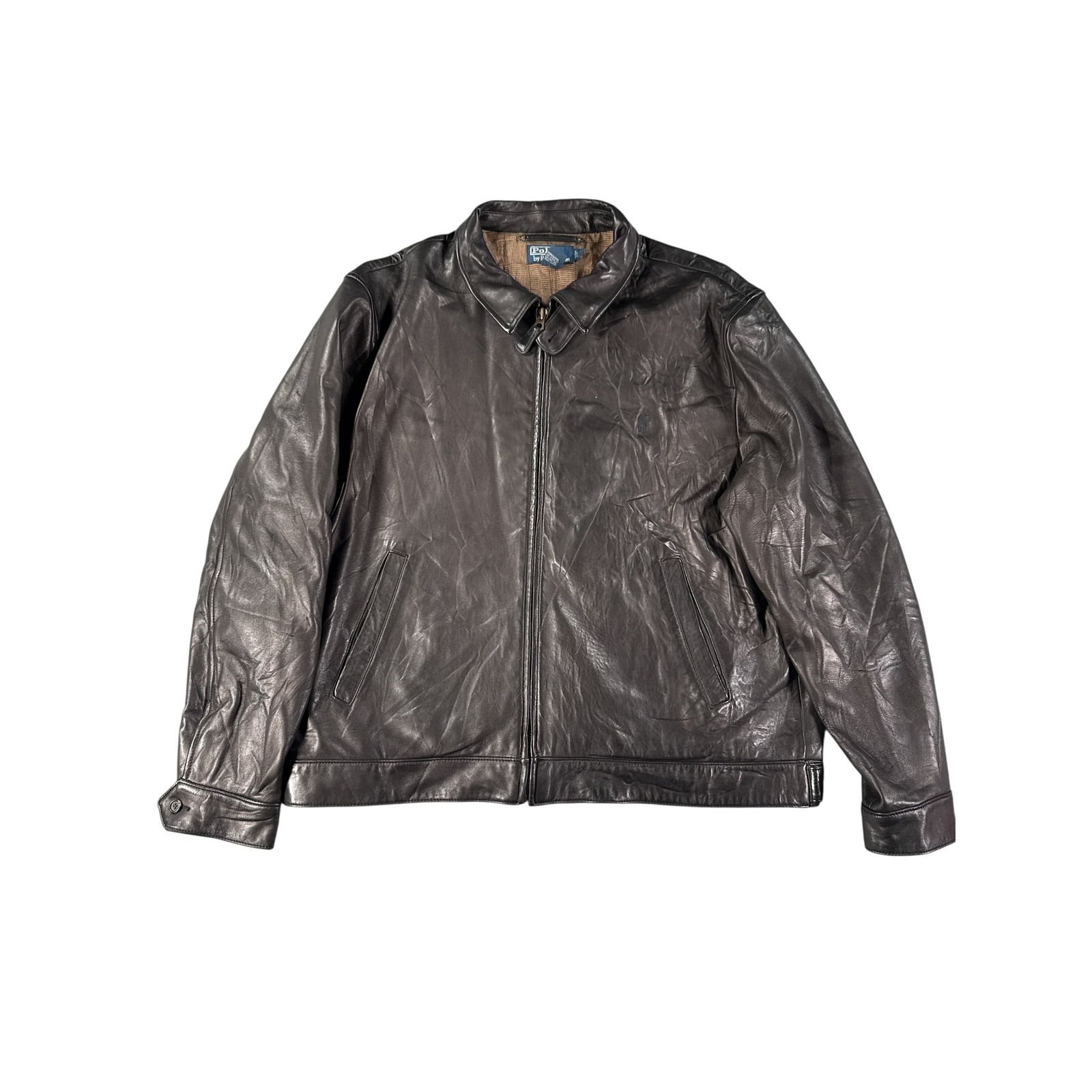 Vintage Polo Ralph Lauren Leather Jacket Mens Xl Brown Bomber Aviator Biker 90s